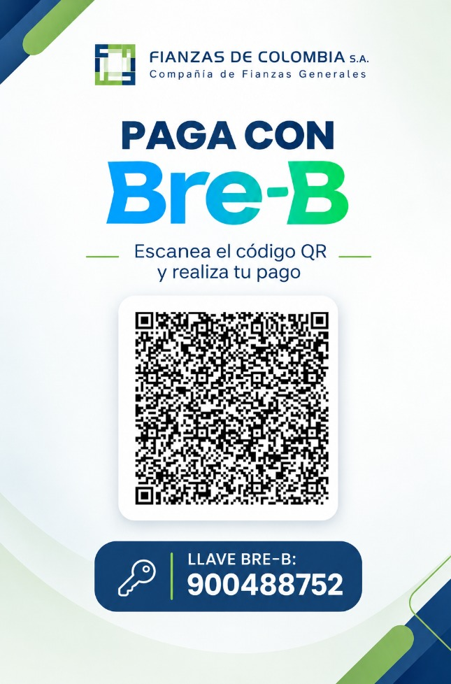 Pagos ahora con BRE-B - Código QR y Llave BRE-B Fianzas de Colombia